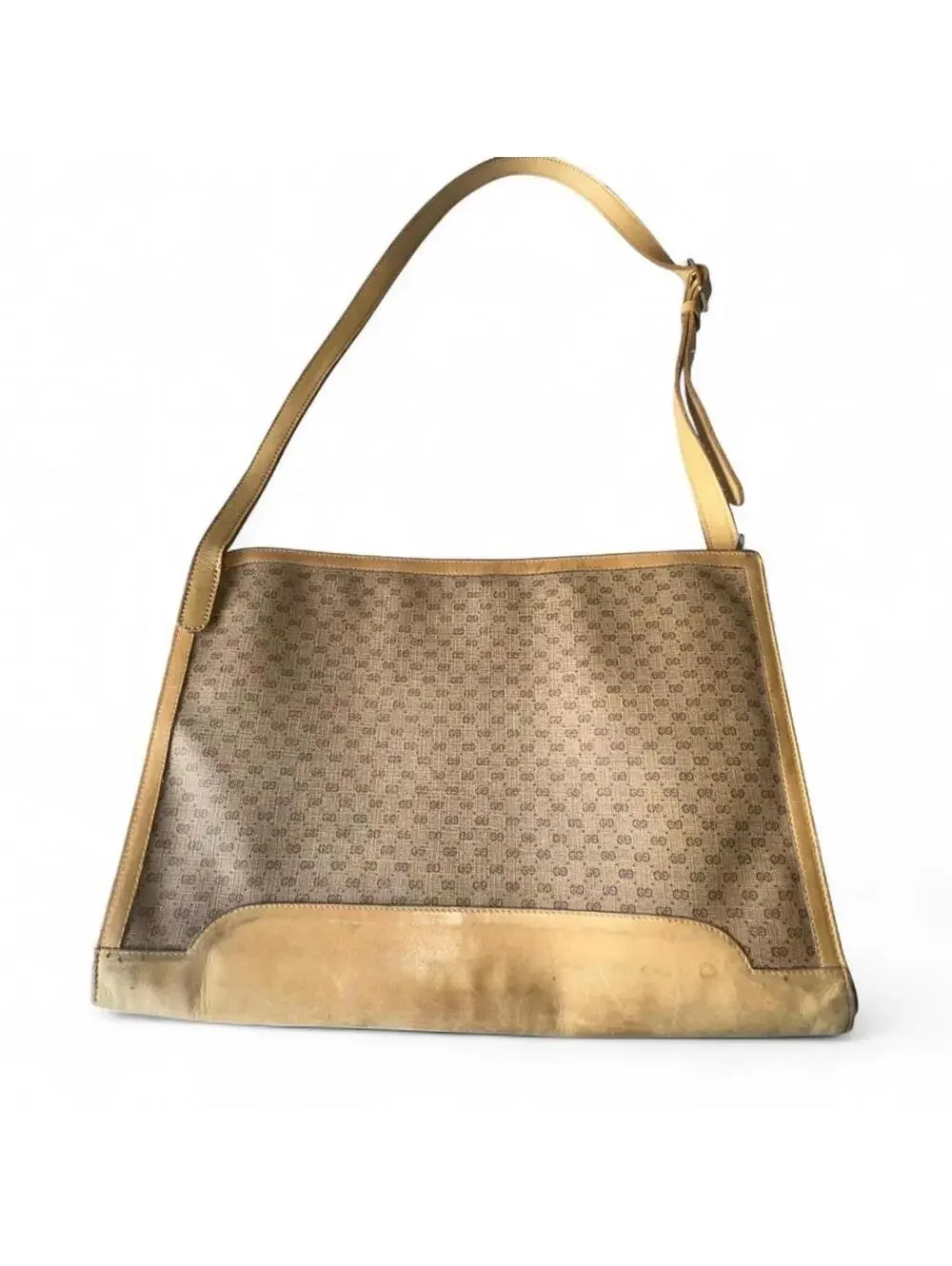 Rare Vintage Gucci GG Monogram Briefcase W Shoulder Strap – Leather Trim – Italy